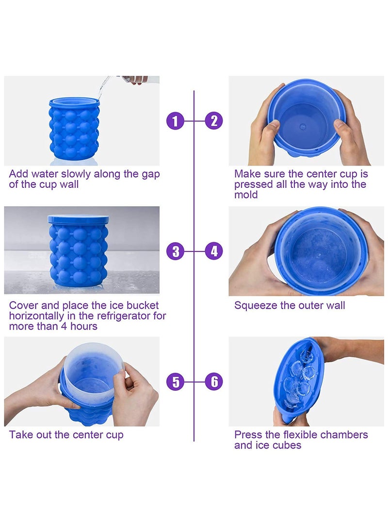 BHAGVAT Ice Cube Maker Bucket Space Saving Silicone 2 in 1 Mould Container Box Round Portable for Frozen Whiskey Cocktail Beverages Reusable BPAFree 1