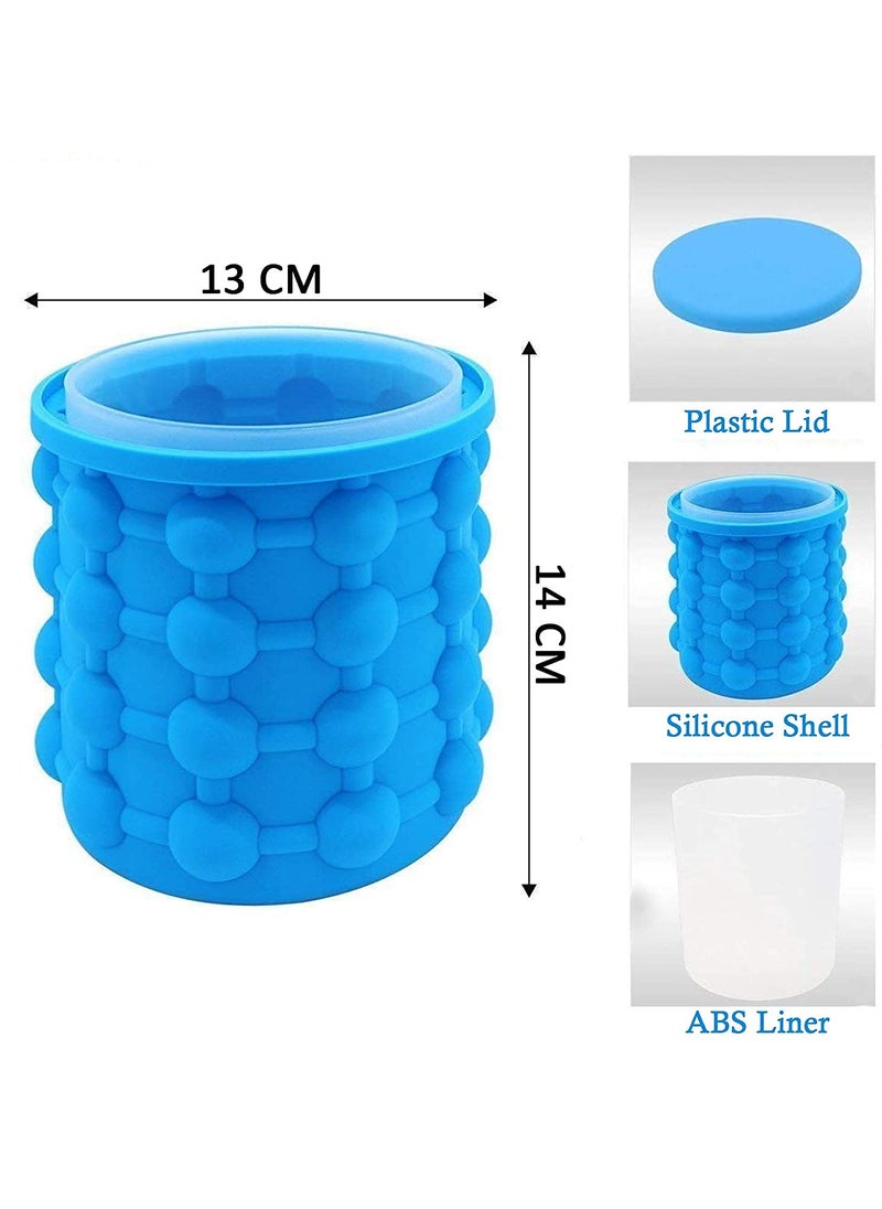 BHAGVAT Ice Cube Maker Bucket Space Saving Silicone 2 in 1 Mould Container Box Round Portable for Frozen Whiskey Cocktail Beverages Reusable BPAFree 1