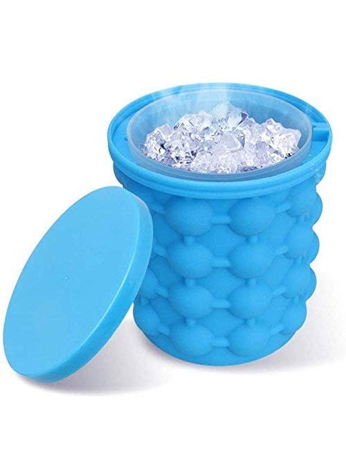 BHAGVAT Ice Cube Maker Bucket Space Saving Silicone 2 in 1 Mould Container Box Round Portable for Frozen Whiskey Cocktail Beverages Reusable BPAFree 1