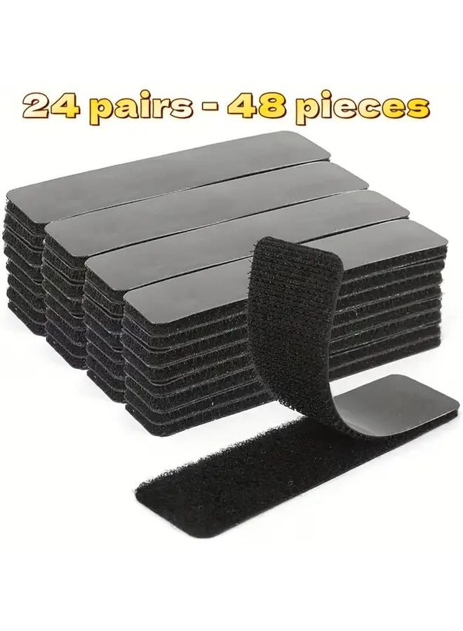 48 Pieces Black High Adhesion Double Sided Tape Strong Adhesive Fastener For Wire Organization - Image 1