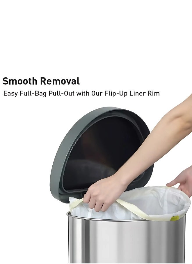 ARIA SERIES | 45L Step Trash Bin | Brushed Stainless Steel Finish | Soft-Closing, Fingerprint-Resistant Design | Versatile Waste Management Solution for Homes & Kitchens