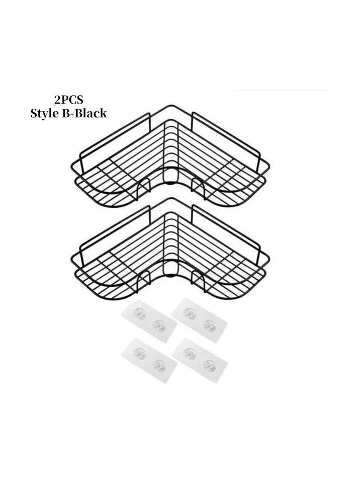 2-Pieces Bathroom Shelf Shower Corner Wall Mount Shampoo Storage Holder with Suction Cup No Drilling Kitchen Storage Bathroom Accessories - Image 2
