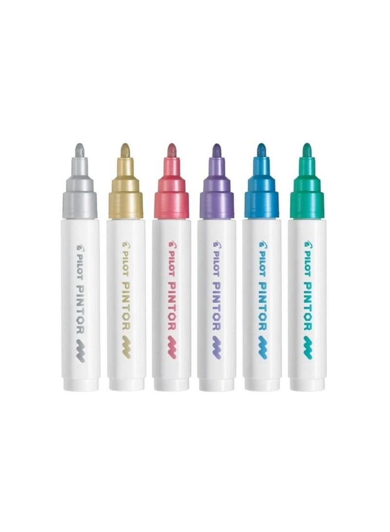 PILOT مجموعة أقلام تلوين مائية معدنية من بايلوت - 6 قطع، رأس متوسط 1.4 مم - Image 2