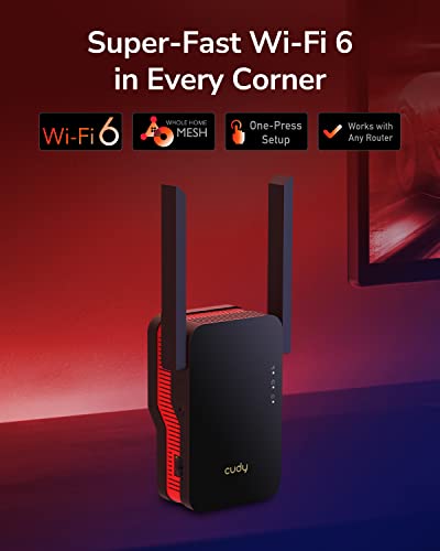 Cudy AX3000 Dual Band Wi-Fi 6 Extender, WiFi 6 Repeater Coverage up to 3000 Sq.Ft. and 70 Devices, 802.11ax, 160MHz, MU-MIMO, Beamforming, OFDMA, WPA3 - Image 2