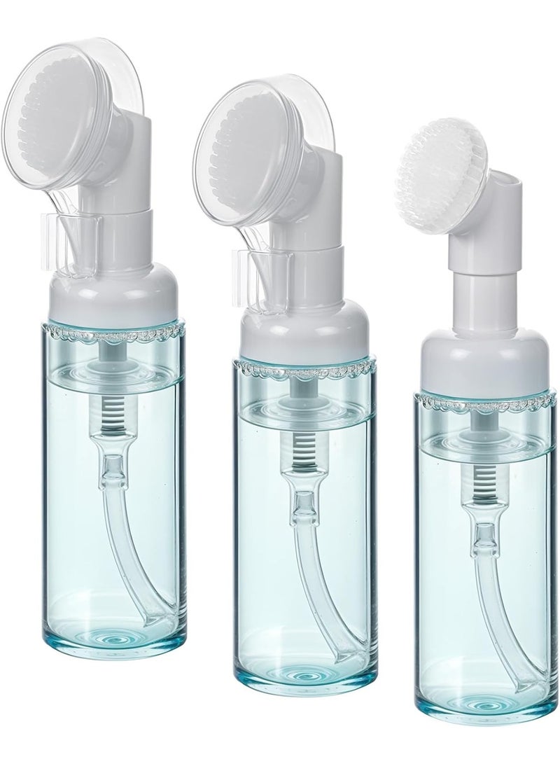 3Pcs 2oz Empty Facial Cleanser Foaming Bottle Mousse Foam Gel Head Wash Brush Foam Bottle Pressure Type Cleansing Milk Beater Mini Foaming Soap Pump Dispenser for Travel Hand Soap Lash Clean Shampoo - Image 1