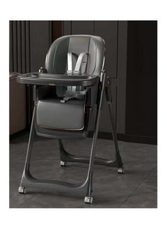 ماركة غير محددة KIDILO 3 in 1 High Chair Baby Feeding Chair with 8 Height Adjustable, Footrest, Tray, 160° Recline, 5 Point Safety Belt & Wheels | Kids High Chair for Baby 0 Months to 6 Years BLACK 