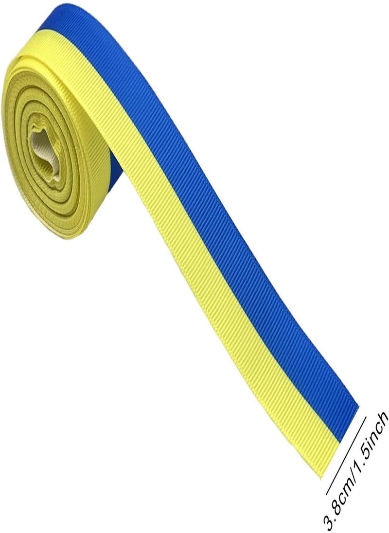 GGOOT - Ukraine Flag Ribbon | Bulk Ribbons For Crafts - Striped Grosgrain Ribbons For Gift Wrapping, Sewing Bracelets, Hair Bows, 6 Yards DIY Craft Accessories - Image 1