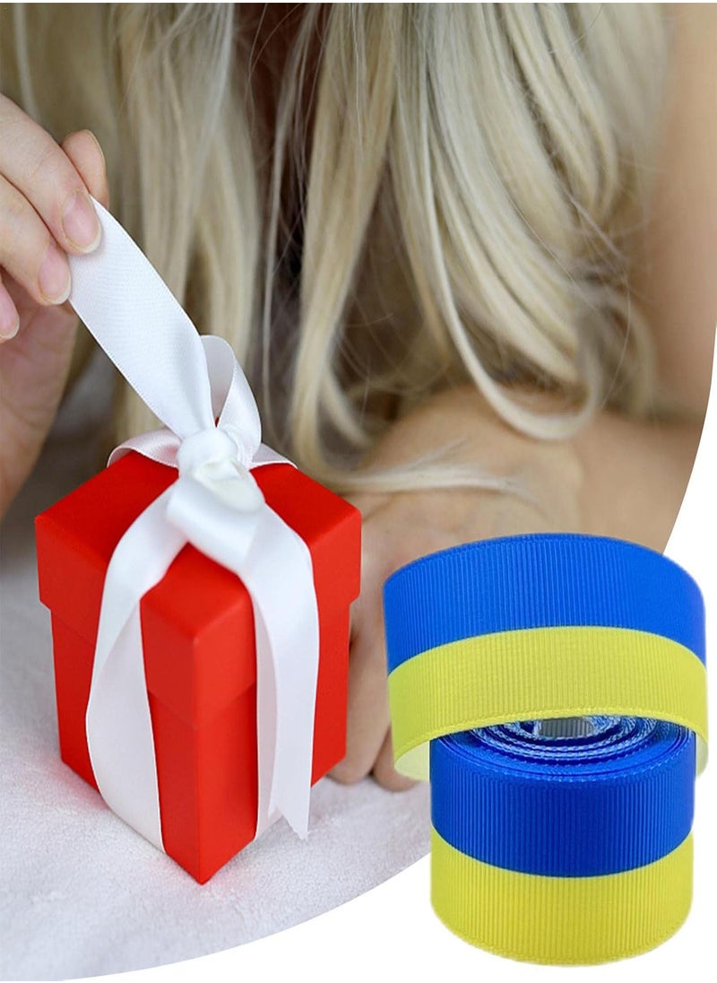 GGOOT - Ukraine Flag Ribbon | Bulk Ribbons For Crafts - Striped Grosgrain Ribbons For Gift Wrapping, Sewing Bracelets, Hair Bows, 6 Yards DIY Craft Accessories - Image 1