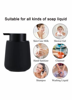 Y&D Soap Dispenser Black Ceramic Dish Refillable Liquid Hand Pump Modern Porcelain Handwashing Fluid Bottles 12Oz for Essential Oil Lotion Kitchen Bathroom  - Image 3