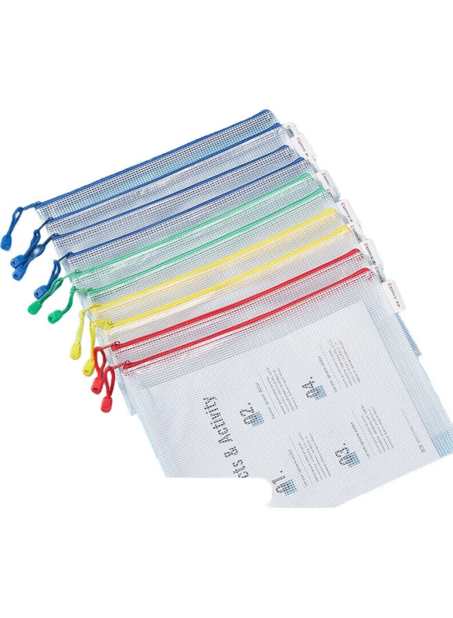 Comix 10-Pack A4 File Folders, Transparent Mesh Zipper Exam Paper Subject Classification Stationery Pouches For Homework Storage And Tutoring Ea5020-10 - Image 2