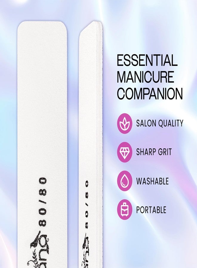 PANA Jumbo Double-Sided Emery Nail File for Manicure, Pedicure, Natural, and Acrylic Nails - White (Grit 80/80) - 50 Piece Pack - Image 2