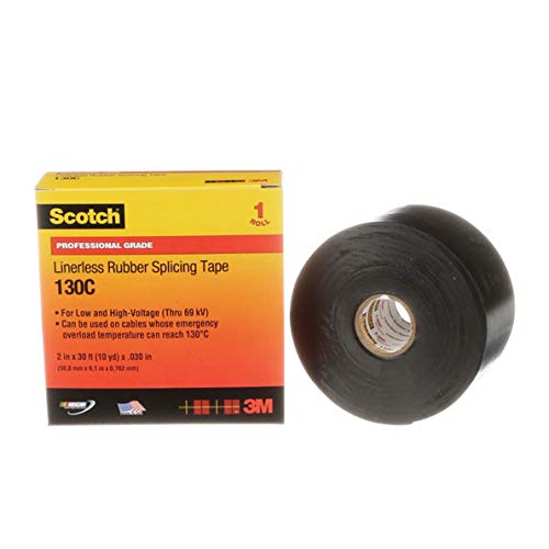 3M 3M Scotch Linerless Electrical Splicing Tape 130C for Wires and Cables, 2 in x 30 ft, Rubber Backing, Self Fusing, UV Resistance, Highly Conformable, Moisture Seal, Black, 1 Roll  - Image 2