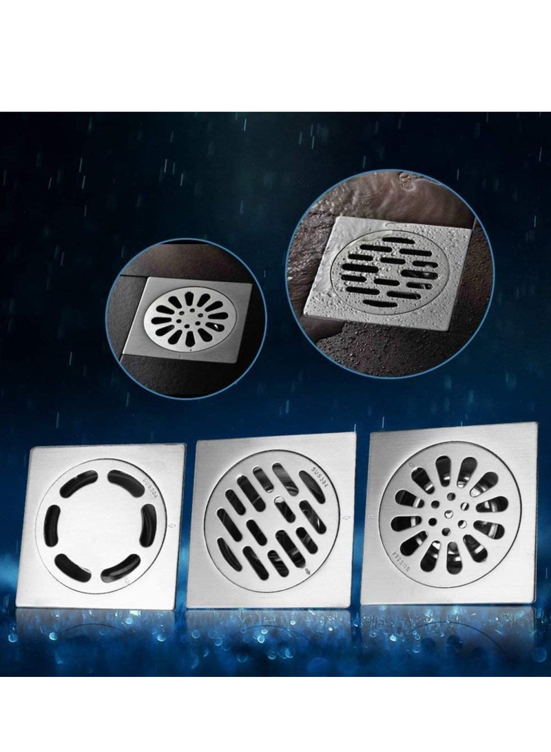 Barakah Stainless Steel Square Anti-odor Floor Drain, Anti-clogging Bathroom Drain with Removable Strainer Cover, Anti-Clogging for Kitchen, Washroom, Garage Basement - Image 2