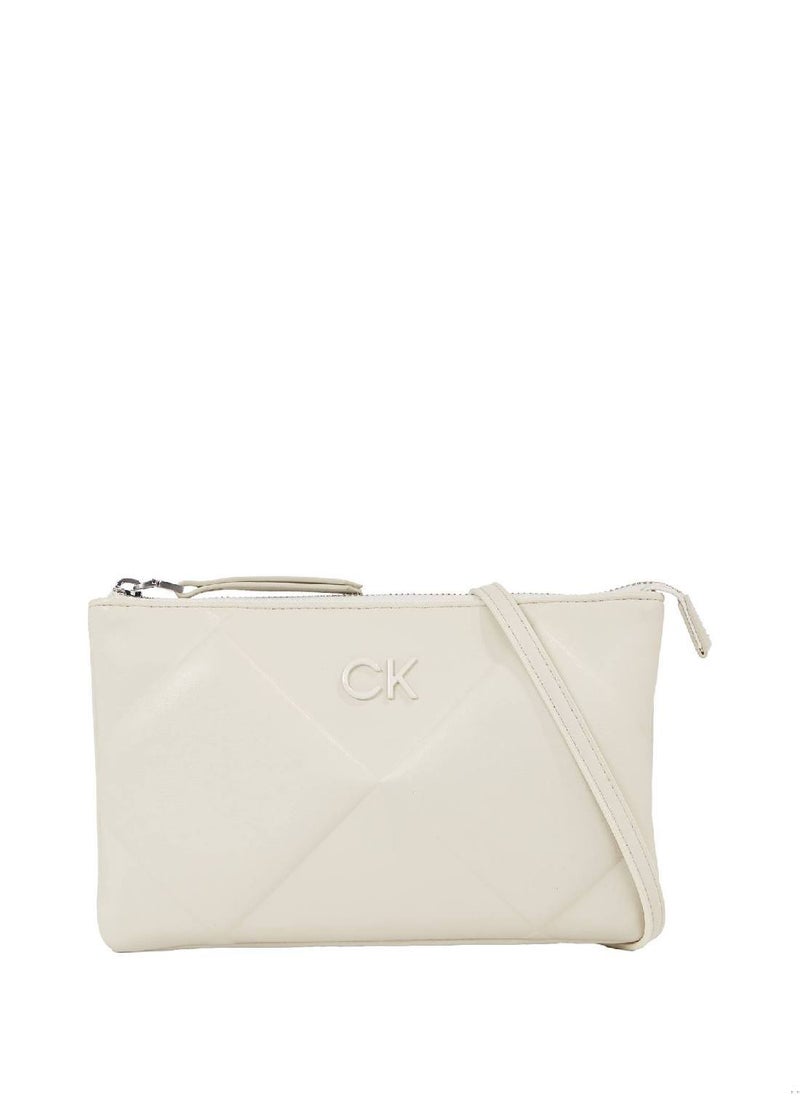 CALVIN KLEIN Women's Quilted Crossbody Bag - Polyethylene, Off White 