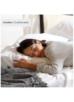 MIRFA 2piece Cotton White Pillowcases King Size White 100% Cotton- 144 Thread Count Pure Cotton Pillow Cases- 50x75cm Pillow Cover- Luxury Sateen Weave- Cotton Pillow Covers Hotel Bed Linens (White)  - Image 4