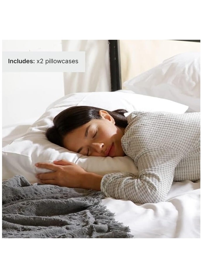 MIRFA 2piece Cotton White Pillowcases King Size White 100% Cotton- 144 Thread Count Pure Cotton Pillow Cases- 50x75cm Pillow Cover- Luxury Sateen Weave- Cotton Pillow Covers Hotel Bed Linens (White)  - Image 4