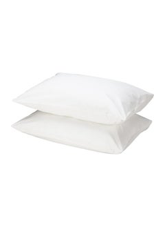 MIRFA 2piece Cotton White Pillowcases King Size White 100% Cotton- 144 Thread Count Pure Cotton Pillow Cases- 50x75cm Pillow Cover- Luxury Sateen Weave- Cotton Pillow Covers Hotel Bed Linens (White)  - Image 1