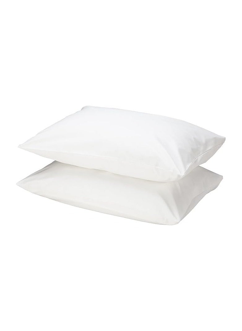 MIRFA 2piece Cotton White Pillowcases King Size White 100% Cotton- 144 Thread Count Pure Cotton Pillow Cases- 50x75cm Pillow Cover- Luxury Sateen Weave- Cotton Pillow Covers Hotel Bed Linens (White)  - Image 1