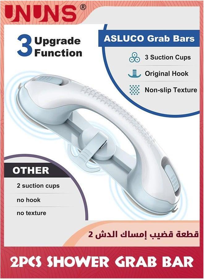 UNUNS Bathroom Grab Bar,2 Pack Suction Cup Bars For Shower,Strong Shower Seniors,Light Blue - Image 3