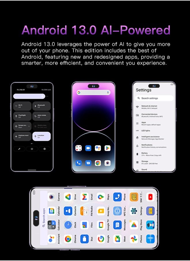 No branded - C58 Pro Max 10-Core 7.3-Inch Smart Island Capsule Screen, 5G Signal, 16+256GB, Android Smartphone Gold, Supports Fast Charging, OTG Function, AI Sound Card, Camera, Recording, Live Broadcast - Image 1