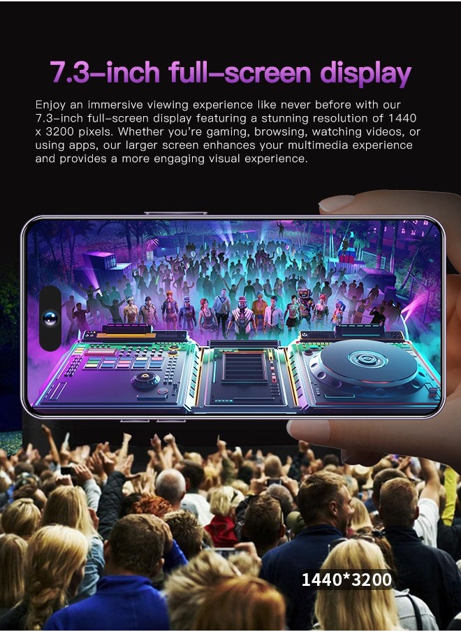 No branded - C58 Pro Max 10-Core 7.3-Inch Smart Island Capsule Screen, 5G Signal, 16+256GB, Android Smartphone Gold, Supports Fast Charging, OTG Function, AI Sound Card, Camera, Recording, Live Broadcast - Image 1