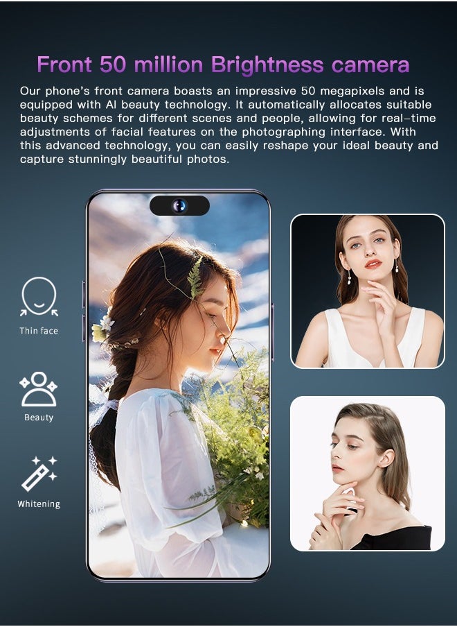 No branded - C58 Pro Max 10-Core 7.3-Inch Smart Island Capsule Screen, 5G Signal, 16+256GB, Android Smartphone Gold, Supports Fast Charging, OTG Function, AI Sound Card, Camera, Recording, Live Broadcast - Image 1