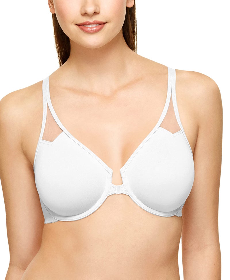 Wacoal womens Body By Wacoal Unlined Front Close Underwire Racerback Bra, White, 38C - Image 4