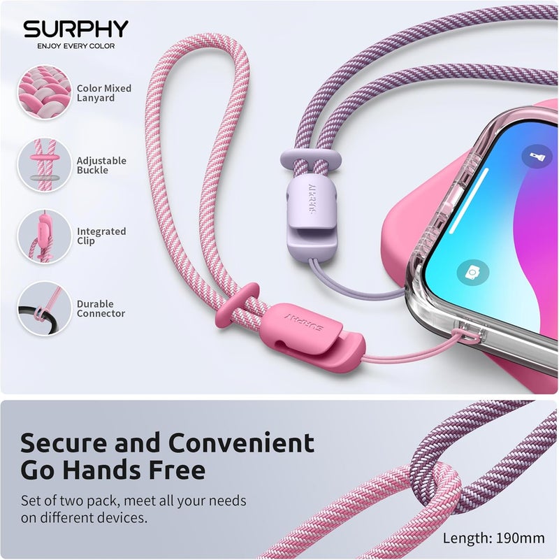 SURPHY 2 Pack Lanyard, Phone Strap, Adjustable with Two-Color Braided - Image 3