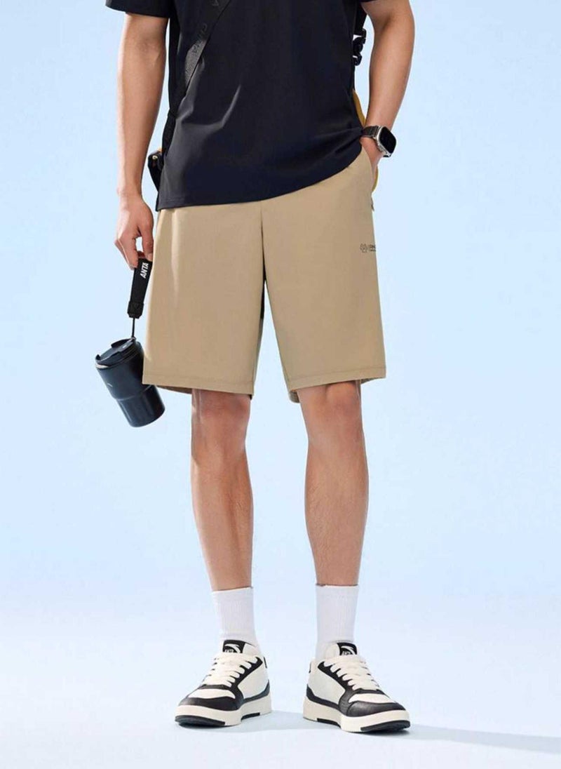 ANTA Regular Fit Workout Training Commute Knit Half Pants Brown - IceFlex Shorts - Image 1