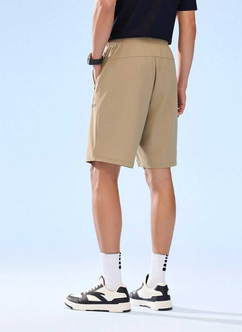 ANTA Regular Fit Workout Training Commute Knit Half Pants Brown - IceFlex Shorts - Image 3