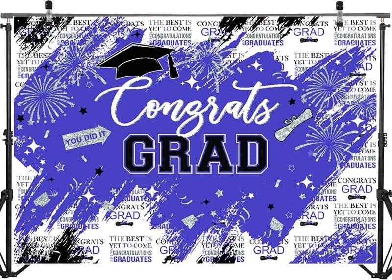 Mocsicka Graduation Backdrop Congrats Grad Purple Graduate Party Decorations Background Class of 2024 Photography Backdrops (Purple, 7x5ft) - Image 5