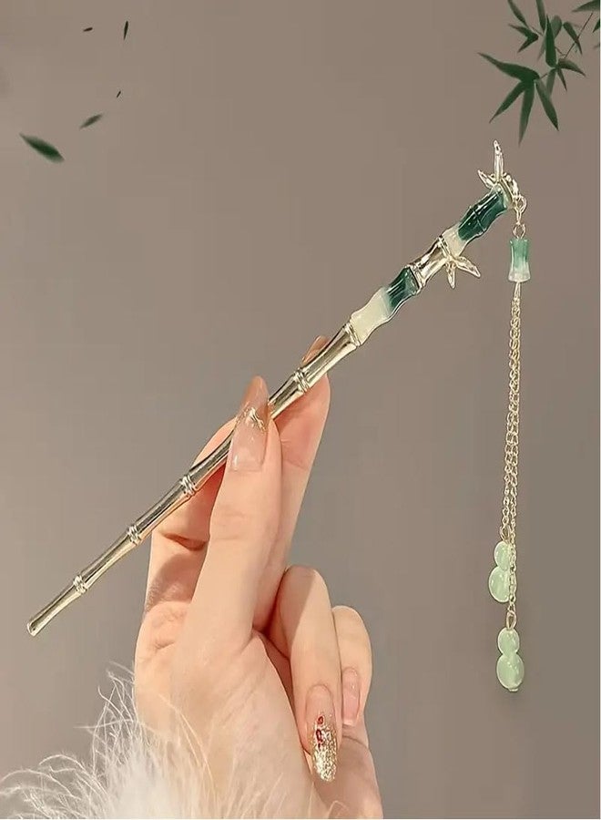 Ashkash 1pcs New Chinese Style Retro Bamboo Hairpins, Vintage Style Hair Sticks with High-end Decorated Tassels Fashionable and Delicate Women's Hair Accessories - Image 1