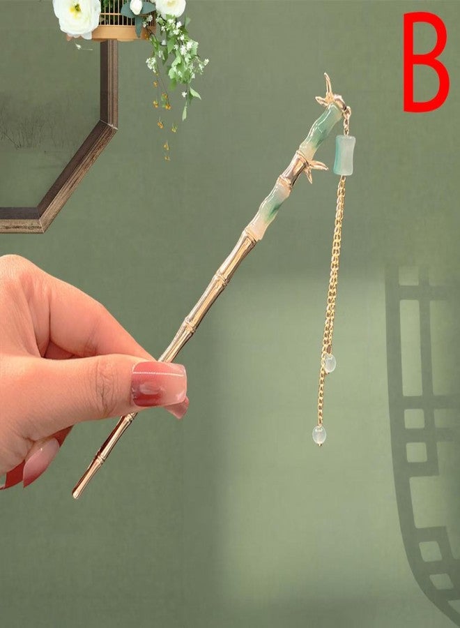 Ashkash 1pcs New Chinese Style Retro Bamboo Hairpins, Vintage Style Hair Sticks with High-end Decorated Tassels Fashionable and Delicate Women's Hair Accessories - Image 2