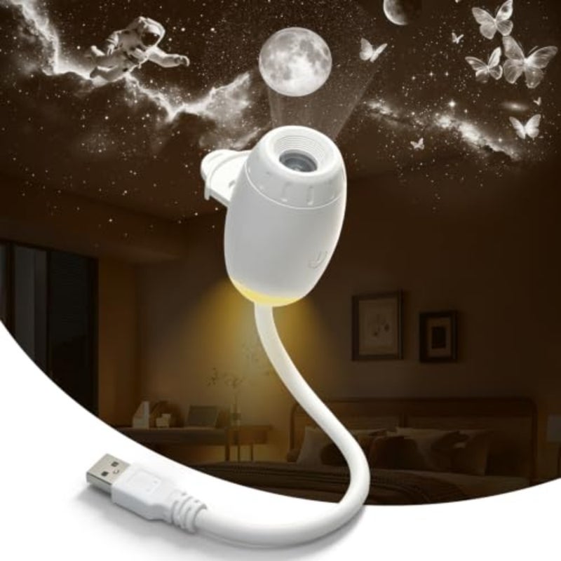 2 في 1 USB Star Galaxy Projector Night Light مع 12 فيلم زجاجي فائق الدقة بتركيز قابل للتعديل، شرائح قابلة للاستبدال، إضاءة محيطة بنجمة الغرفة، جهاز عرض، مصباح إسقاط للجو الداخلي لسقف السيارة - Image 1