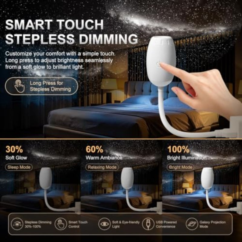 2 في 1 USB Star Galaxy Projector Night Light مع 12 فيلم زجاجي فائق الدقة بتركيز قابل للتعديل، شرائح قابلة للاستبدال، إضاءة محيطة بنجمة الغرفة، جهاز عرض، مصباح إسقاط للجو الداخلي لسقف السيارة - Image 2