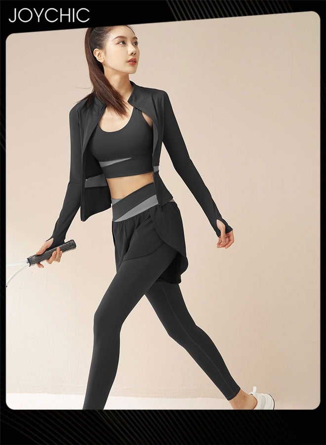 Joychic طقم ملابس رياضية نسائي مكون من 3 قطع لربيع وخريف سريع الجفاف وقابل للتنفس بأكمام طويلة للرياضات الخارجية واللياقة البدنية - Image 3