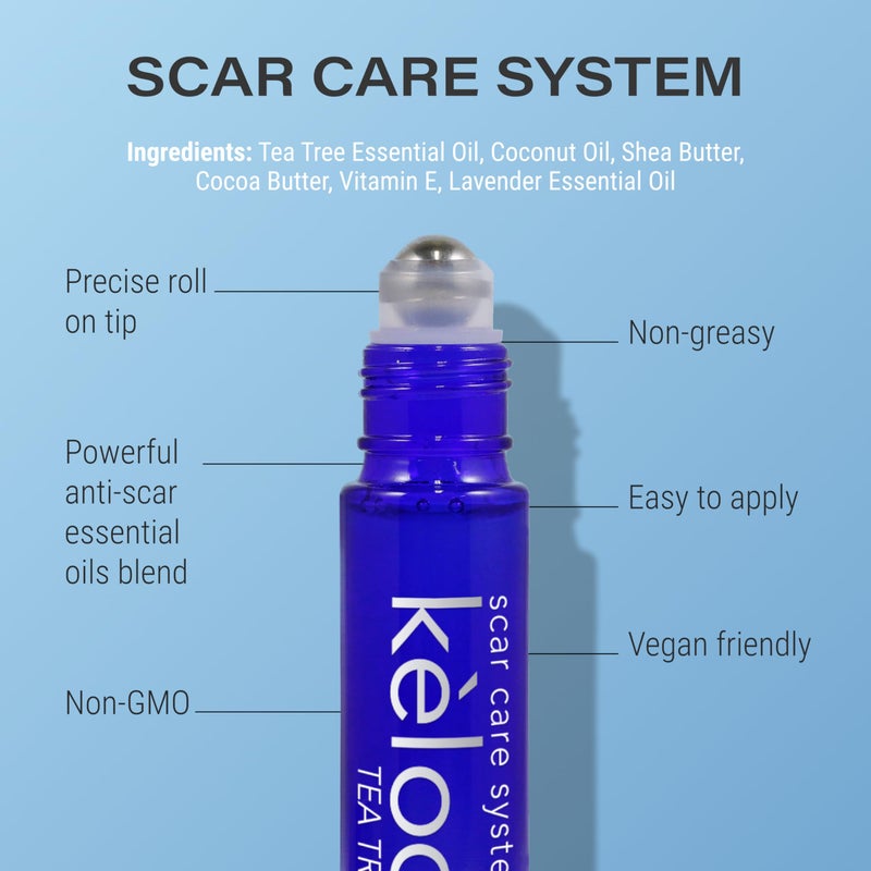 Bruizex KELODA Scar & Keloid Removal Tea Tree Oil & Massager | Scars & Keloids Post Surgery Treatment | for Burns & Piercing | with Cocoa, Shea Butter, Vitamin E & Lavender Essential Oil 0.3 oz - Image 3