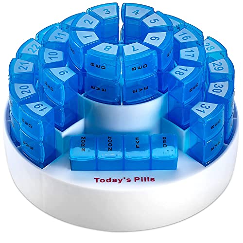 Ezyfit Monthly Pill Box 31 Day Medication Organizer, Multiple Daily Doses Section, Removable Compartments Perfect for Travelling, Detachable Containers - Image 1