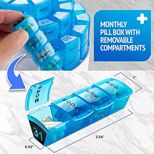 Ezyfit Monthly Pill Box 31 Day Medication Organizer, Multiple Daily Doses Section, Removable Compartments Perfect for Travelling, Detachable Containers - Image 5