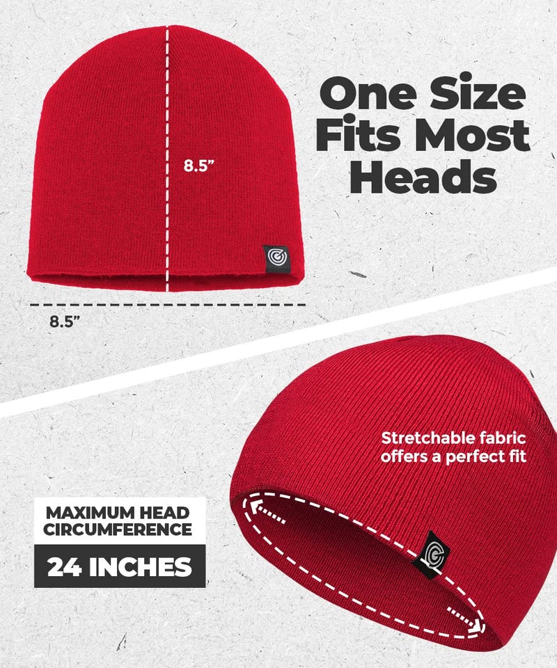 Revony Original Beanie Cap - Soft Knit Beanie Hat - Warm and Durable (Red) - Image 5