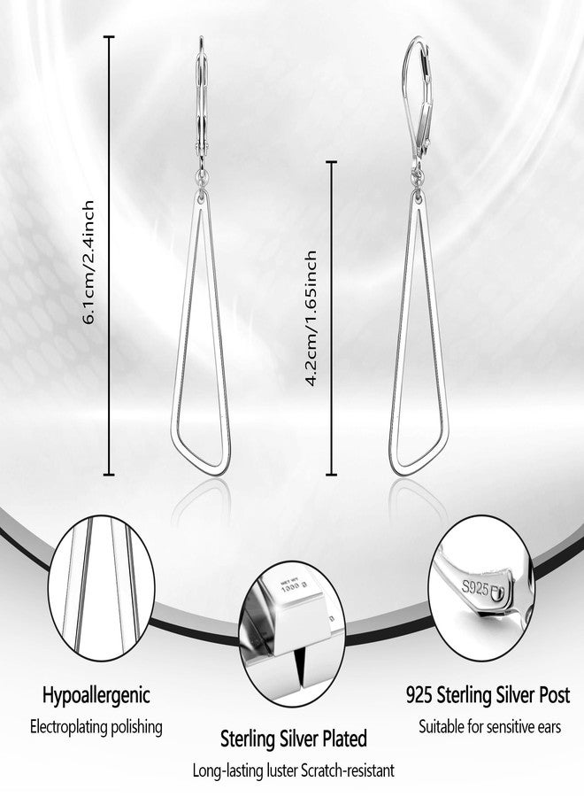 أليكس كرافت أقراط متدلية من الفضة الإسترليني عيار 925 للنساء، أقراط متدلية طويلة مثلثة الشكل من الفضة الإسترليني، مضادة للحساسية، أقراط عصرية متدلية بمشبك خلفي، مجوهرات متدلية للنساء - Image 4
