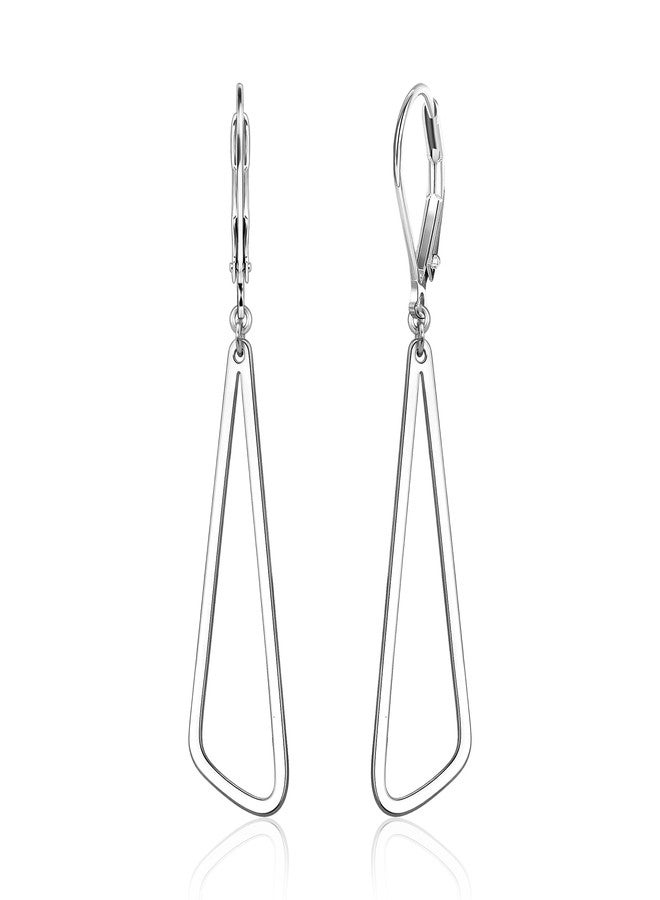 أليكس كرافت أقراط متدلية من الفضة الإسترليني عيار 925 للنساء، أقراط متدلية طويلة مثلثة الشكل من الفضة الإسترليني، مضادة للحساسية، أقراط عصرية متدلية بمشبك خلفي، مجوهرات متدلية للنساء - Image 1