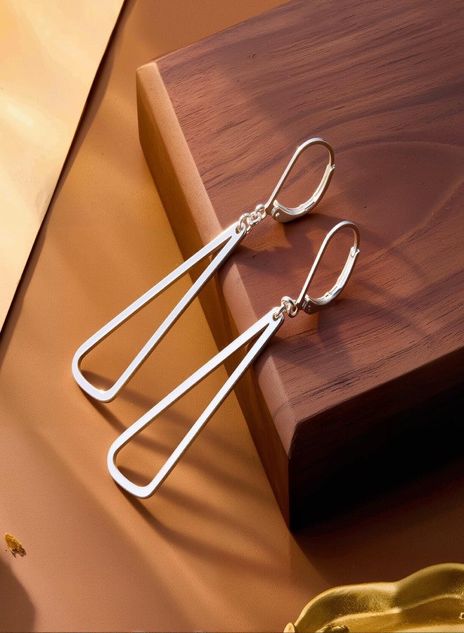 أليكس كرافت أقراط متدلية من الفضة الإسترليني عيار 925 للنساء، أقراط متدلية طويلة مثلثة الشكل من الفضة الإسترليني، مضادة للحساسية، أقراط عصرية متدلية بمشبك خلفي، مجوهرات متدلية للنساء - Image 3