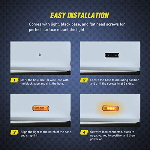 Nilight 2PCS 3.9 Inch Front Rear Side Marker Lights 3 LED Amber Clearance Indicator Lamp Waterproof Sealed Surface Mounted for 12V Truck Trailer Camper RV - Image 3