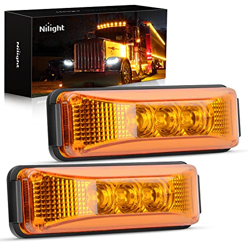 Nilight 2PCS 3.9 Inch Front Rear Side Marker Lights 3 LED Amber Clearance Indicator Lamp Waterproof Sealed Surface Mounted for 12V Truck Trailer Camper RV - Image 1