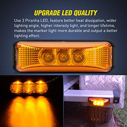 Nilight 2PCS 3.9 Inch Front Rear Side Marker Lights 3 LED Amber Clearance Indicator Lamp Waterproof Sealed Surface Mounted for 12V Truck Trailer Camper RV - Image 5