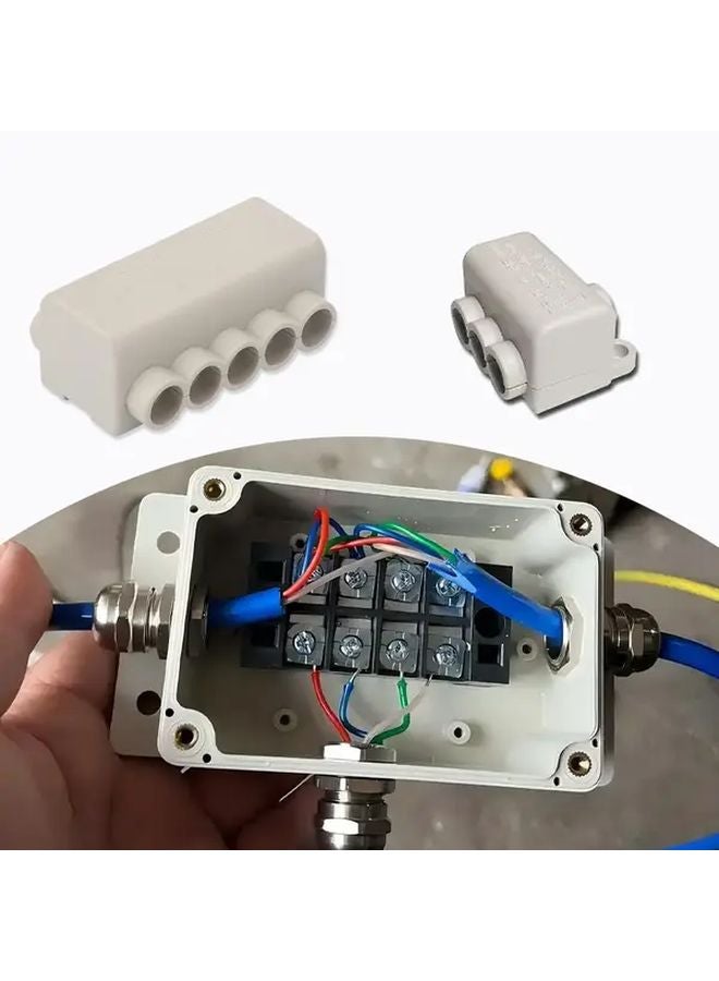 2pcs 1 In 4 Out T Type Terminal Block Plastic Wire Splitter Connector - Image 2