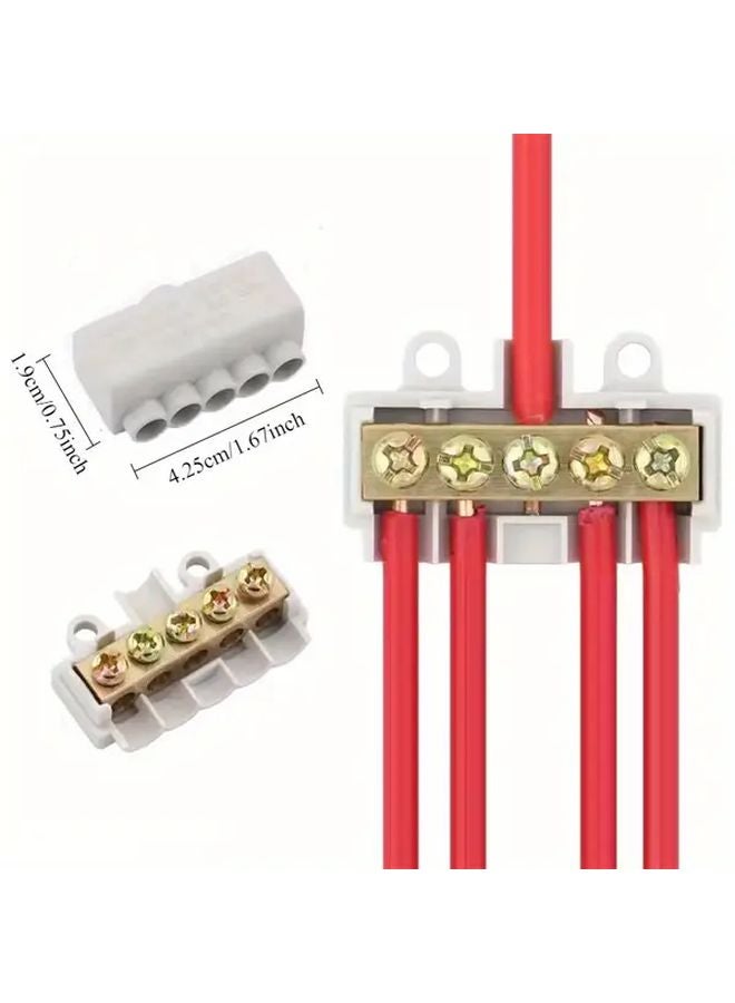 2pcs 1 In 4 Out T Type Terminal Block Plastic Wire Splitter Connector - Image 3