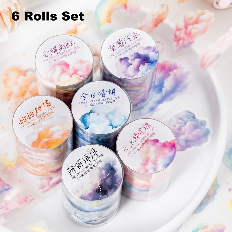 AuriicLeaf Cloud PET Tape Set, 6 Rolls Pre-Cut Sky Ephemera for Junk Journaling, Scrapbooking, Crafting, DIY Projects, Diaries, and Art Supplies - Image 2