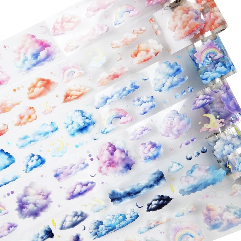 AuriicLeaf Cloud PET Tape Set, 6 Rolls Pre-Cut Sky Ephemera for Junk Journaling, Scrapbooking, Crafting, DIY Projects, Diaries, and Art Supplies - Image 1